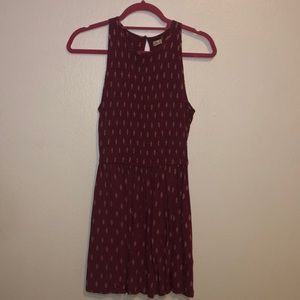 Maroon High-Neck Dress